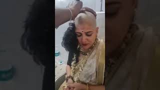 Headshave indian woman and home newwomens head shave at home indiabaldi mundan ytshorts bald [upl. by Dougall255]