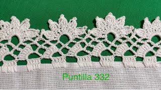 💥🧵¡¡ NUEVA INCREIBLE  🙋‍♀️ Orilla de una sola vuelta para servilletas💙 PUNTILLA 332 🧶 [upl. by Eillac730]