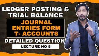 5 How to Prepare Journal Entries form T Accounts  Ledger Posting and Trial Balance [upl. by Adelina]