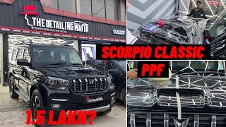 Black🔥 Scorpio Classic 2023 PPF  Modification  Gloss PPF  Self Healing  Detailed Video [upl. by Ferreby761]