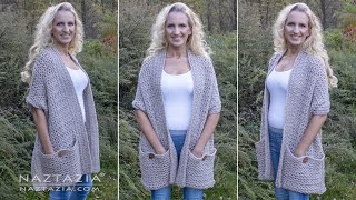 HOW to CROCHET POCKET SHAWL  Easy Wrap with Pockets by Naztazia [upl. by Keefer224]