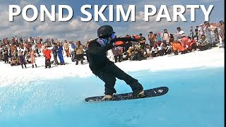 Epic Pond Skim Snowboard Party on Whistler Mountain [upl. by Nicolette]