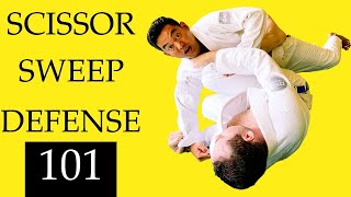 How To Defend The Scissor Sweep 101  Avoid Being Swept With These Simple BJJ Techniques [upl. by Idrahs835]