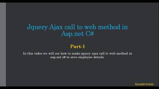 jquery ajax call to web method in aspnet c to save details [upl. by Ayotnom]