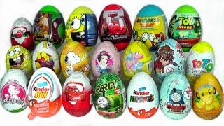 20 Surprise Eggs Zaini Cars 2 Kinder Surprise Spongebob Kinder Joy [upl. by Clayborne574]