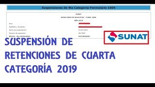 Suspension de Cuarta Categoria  SUNAT 2019 [upl. by Charleton358]