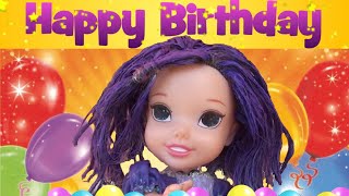 Mal and Evie Toddlers  Mals birthday party  Descendants 2  Maleficent Anna Elsia Toys In Action [upl. by Roseanne775]