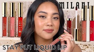 MILANI STAY PUT LIQUID LIP SWATCHES  REVIEW [upl. by Mya884]