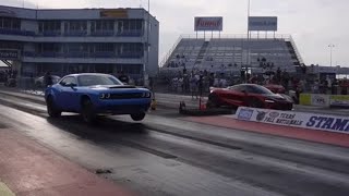 Dodge Demon 170 Pops A Wheelie and Smokes 9912 Porsche Turbo S 🔥 [upl. by Nalyd863]