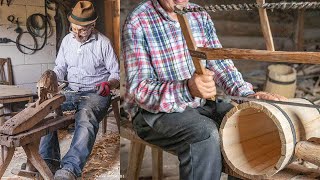 Old Style Cooper Makes Wooden Barrel With Hand Tools [upl. by Halda]