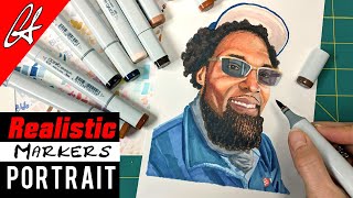 Drawing Realistic Portrait with Copic Markers [upl. by Gunas992]