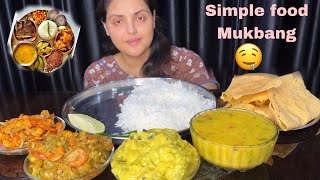 Mukbang Eating Rice DalJhinge Aloo PostoLau Chingri Chingri Bharta Papad  Homemade simple Food [upl. by Bodwell]