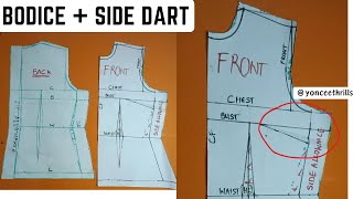 Basic Bodice with SIDE DART  Pattern Drafting [upl. by Earized]