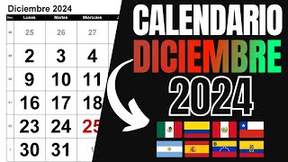 ➥ CALENDARIO DICIEMBRE 2024  DATOS DEL MES DE DICIEMBRE 2024 [upl. by Ynnaf]