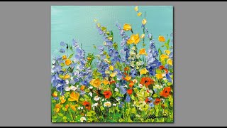 Acrylic Painting techniques Palette knife wildflowers [upl. by Horwitz]