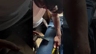 Jeans ripping distress process [upl. by Nawuj]