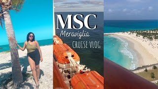 MSC CRUISE VLOG  MSC MERAVIGLIA  ROOM TOUR DELUXE BALCONY STATEROOM OCEAN CAY SPRING BREAK CRUISE [upl. by Dupre]