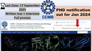 CSIRCCMB admission 2024 I PHD notification out for Jan 2024 I Full process I How to applyphd2023 [upl. by Yror]