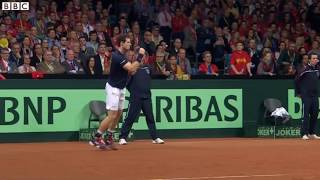 Andy Murray vs David Goffin  Davis Cup Final Highlights  BBC [upl. by Nylhtiak]