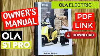 Owners Manual  Ola S1Pro  PDF link in Description [upl. by Irmina]