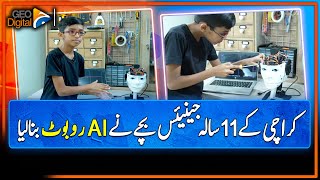 11YearOld Karachi Genius Creates AI Robot  Robotics  Pakistan  Geo Digital [upl. by Lednek821]