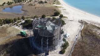 Cedar Island Lighthouse During Exterior Preservation Nov 3 2024 [upl. by Kovar]