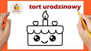 Jak narysować tort urodzinowy kawaii  Łatwe Rysunki [upl. by Ahsahtan]