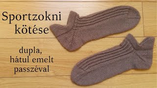 Zokni kötése  dupla hátul emelt passzéval  Knitted sneakers socks with double folded cuff [upl. by Skippie]