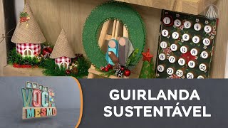 DECORAÇÃO SUSTENTÁVEL  Como fazer uma guirlanda com materiais recicláveis [upl. by Marpet]