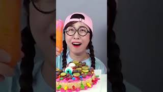 MMs Cake vs Fruits Cake Ice Cream Challenge 아이스크림 케이크 챌린지 DONA 도나 viral dona asmr viralvideo [upl. by Ailekahs]