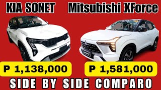 KIA SONET SX vs XFORCE GT MITSUBISHI SIDE BY SIDE COMPARO KiaPhilippines kiaperu [upl. by Fielding]