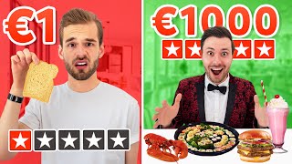 €1 VS €1000 VOEDSEL ETEN IN 1 DAG Met Rutger Experiment [upl. by Capps]