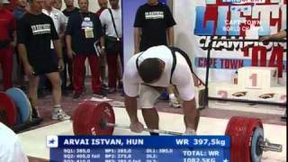 Istvan Arvai DL3975kg125 World Record Powerlifting IPF WorldChamp2004 [upl. by Airahcaz241]