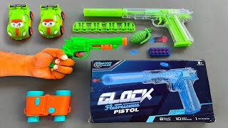 New Unboxing Glock Pistol 8 Bullet Casing 10 Soft Warhead 1 Silencer Superior  grenade binocular [upl. by Biles657]