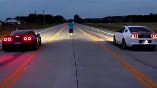 700hp NA C6 Corvette Z06 vs 700hp Ford Mustang GT500 [upl. by Trillbee]