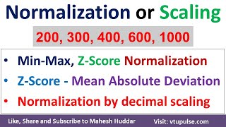 MinMax Normalization  ZScore by Mean Absolute Deviation  Decimal Scaling by Mahesh Huddar [upl. by Innus]