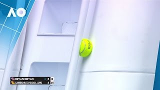 Ball stuck in umpires chair ballkid saves the day  Australian Open [upl. by Ecirtnom]