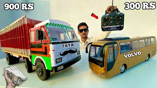 Rc Tata Truck Vs Volvo Bus  Heavy load Test [upl. by Nogras]