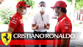 Cristiano Ronaldo meets Charles Leclerc and Carlos Sainz at Fiorano [upl. by Pudens553]