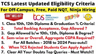 🔴TCS Latest Updated Eligibility Criteria for OffCampus amp Ninja Hiring amp TCS Phase 1 amp 2 Free amp Paid [upl. by Aysab]