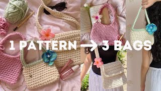 the ONLY crochet bag tutorial you need  easy 3in1 pattern for summer [upl. by Warford340]