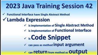 2023 Java Training Session 42  Functional Interface  Lambda Expression can use as input as output [upl. by Sonnie]