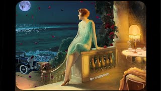 1930s Evening on a Terrace by the ocean w calming waves Oldies playing in another room ASMR v2 [upl. by Takeo]