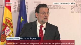 Absturz Germanwings A320 Statement von Mariano Rajoy am 24032015 [upl. by Ynnot]