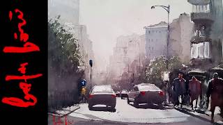 How to Paint Streetscape In Watercolor  Misty Morning Painting Demo Long Version [upl. by Eniale739]