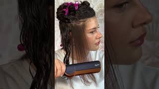 DYSON AIRSTRAIT TUTORIAL ON CURLY HAIR [upl. by Aneetak]