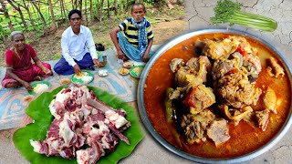 Mutton Curry Recipe and Goat intestine Curry Recipe Village style traditional mutton Recipe [upl. by Lewendal]