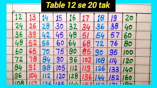 Table from 12 to 20  12 se lekar 20 tak table  12 se 20 tak table  1220 pahada [upl. by Ammeg]