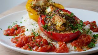 Gefüllte Paprika mit Hackfleisch amp Feta  Stuffed Peppers with Ground Beef amp Feta  ENG SUBS [upl. by Nosyd84]