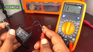 how to test this Fan capacitor  condenser using a digital multimeter model 33 New Method [upl. by Ferrel]